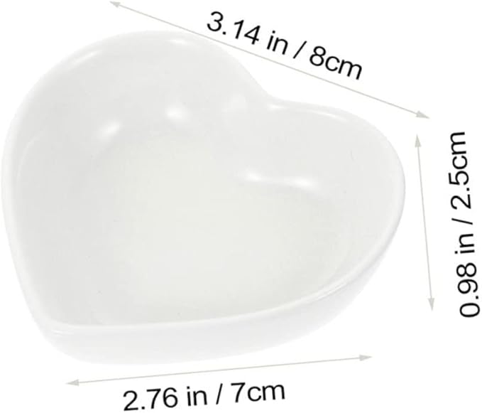 IMIKEYA 3Pcs Heart Shaped Ceramic Condiment Dish Set Sauce Serving Plates for Dipping Suitable for Snacks Desserts and Appetizers