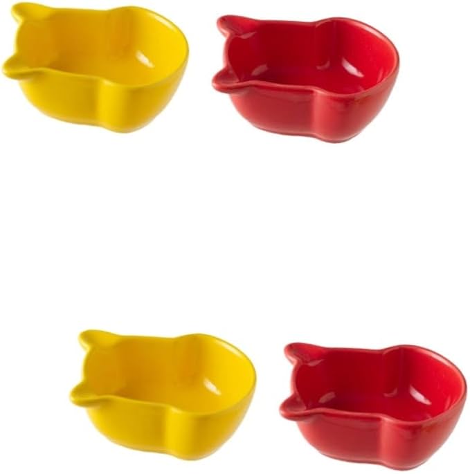4 Pcs Ceramic Saucer Dish Food Tray Saucers Bowl Appetizer Plates Ceramic Dip Bowls Dipping Sauce Dish Bear Shaped Saucer Dish Seasoning Dipping Dish Tableware Ceramics Red Sushi