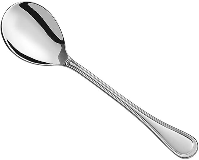 TrueCraftware- 9-3/4” Luxor Solid Spoon Stainless Steel Set of 2- Serving Utensils Spoon Flatware Basting Serving Cutlery Kitchen Tableware Buffet Serving Utensils for Home Kitchen and Restaurant