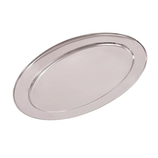 Olympia Oval Serving Tray with Wide Raised Rim Made of Stainless Steel - 560mm