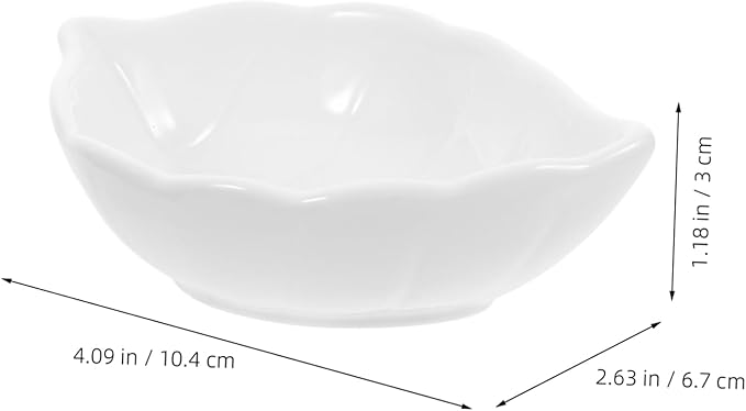 HEALLILY 4pcs Leaves Shaped Ceramic Sauce Plates for Dipping Seasoning and Appetizers Versatile Kitchen Bowls for Sushi Ketchup and Vinegar Stylish and Functional Dishware
