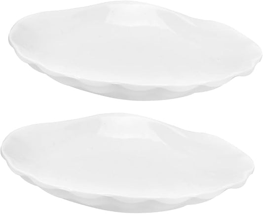 2Pcs Imitation Ceramic Appetizer Plates Versatile Food Serving Dish for Snacks Fruits Sauces for Indoor Outdoor Gatherings Stylish Kitchen Accessory Bone
