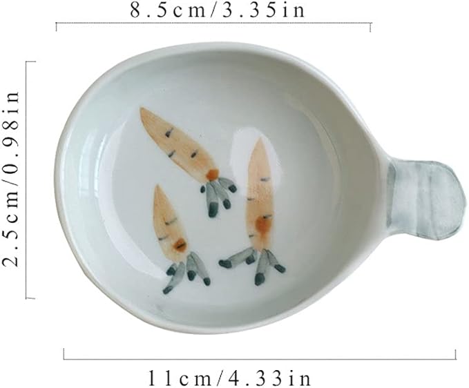 Dipping Sauce Dish Dipping Bowl Appetizer Plates Japanese Style Sauce Dishes Ceramic Hand Painted Seasoning Dishes with Short Handle Vinegar Ketchup Dipping Bowls Mini Appetizer Sushi Serving Dishes D