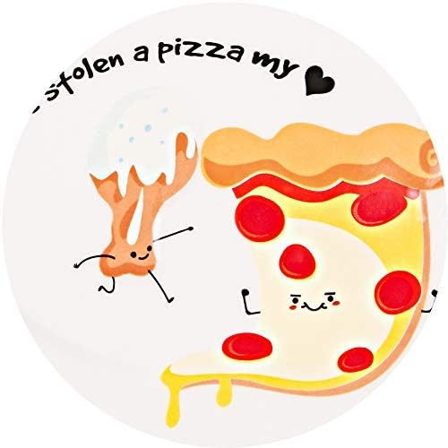 Pavilion Gift Company Pavilion-You've Stolen A Pizza My Heart-7.25 Inch Pizza & Wings Ceramic Appetizer Plates Set of 2, White