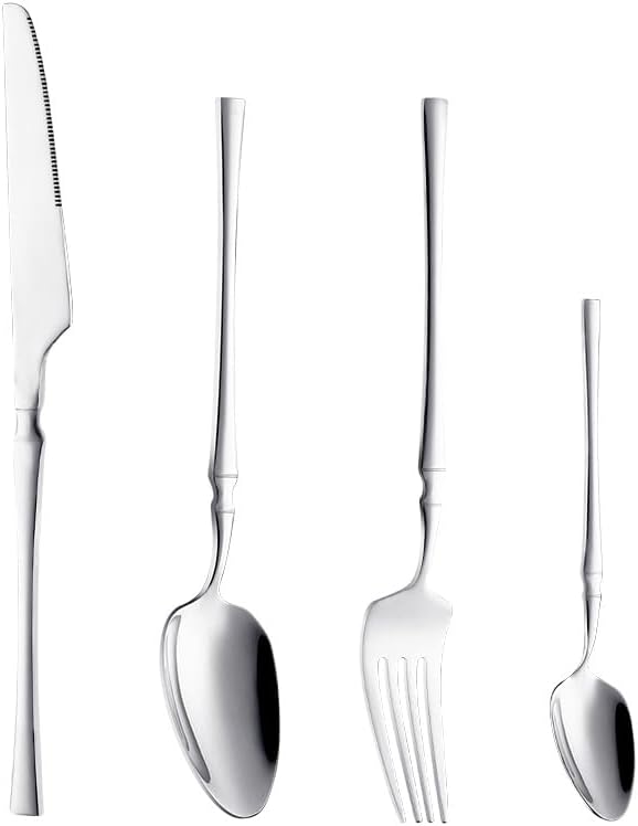 Stainless Steel Flatware Serving Set,Home Kitchen Eating Tableware Set,Dishwasher Safe,for Home Kitchen Restaurant Hote 4/16/24/32/40/48 Pieces Stainless Steel Knife, Fork and Spoon Steak Knife, Fork