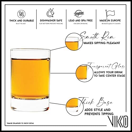 Vikko 1.9 Ounce Shot Glasses, Set of 6 Small Liquor and Spirit Glasses, Durable Tequila Bar Glasses For Alcohol and Espresso Shots, 6 Piece Mini Shooter Glass Set (Chile)
