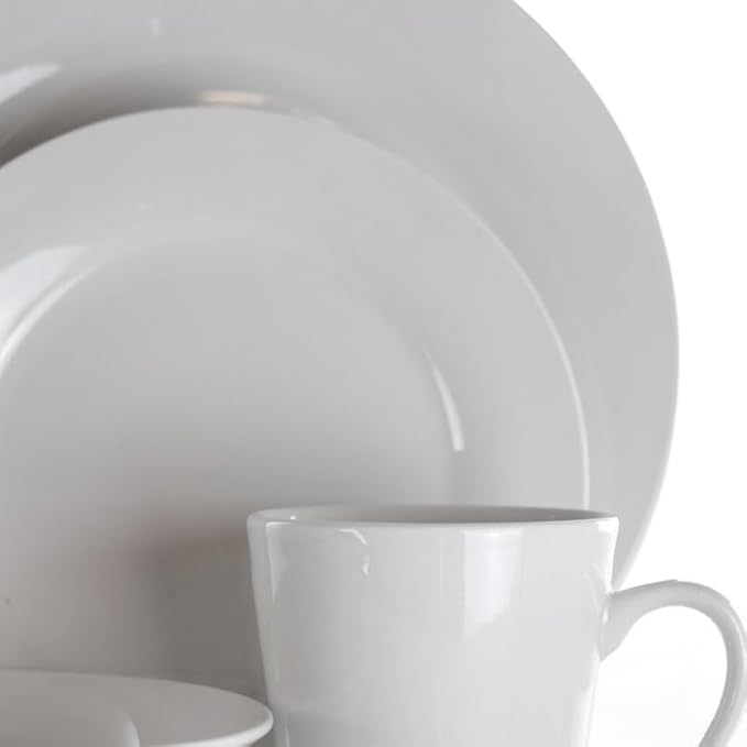 16 Piece Porcelain Dinnerware Set Dish Set Household Plate Ceramic Bowl Cutlery Combination (D Light Grey)
