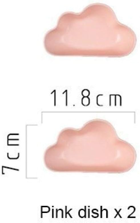 Porcelain plate2 PCS 4 PCS Ceramic Color Clouds Plate Porcelain Rain Tray Matt Smooth Plates Cute-Pink cloud2