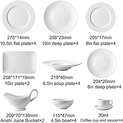 Porcelain Dinnerware Sets Plates and Bowls Sets 32pcs Pure White Ceramics Dinner Sets, Complete Porcelain Combi-Set, Fine Plates Bowls