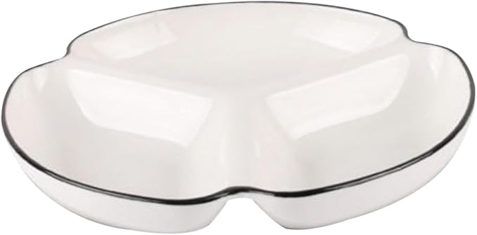 Ceramic Divided Plate Compartment Dinnerware Porcelain Portion Control Bowl for Parties for Serving Snacks Fruits Veggies and Appetizers
