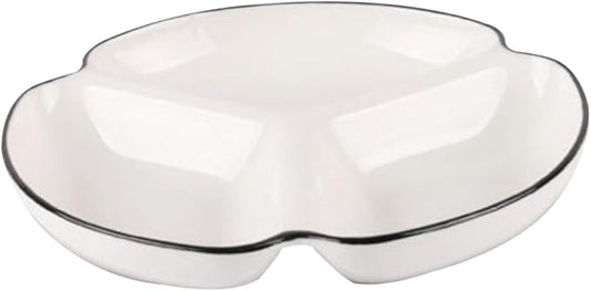 Ceramic Divided Plate Compartment Dinnerware Porcelain Portion Control Bowl for Parties for Serving Snacks Fruits Veggies and Appetizers