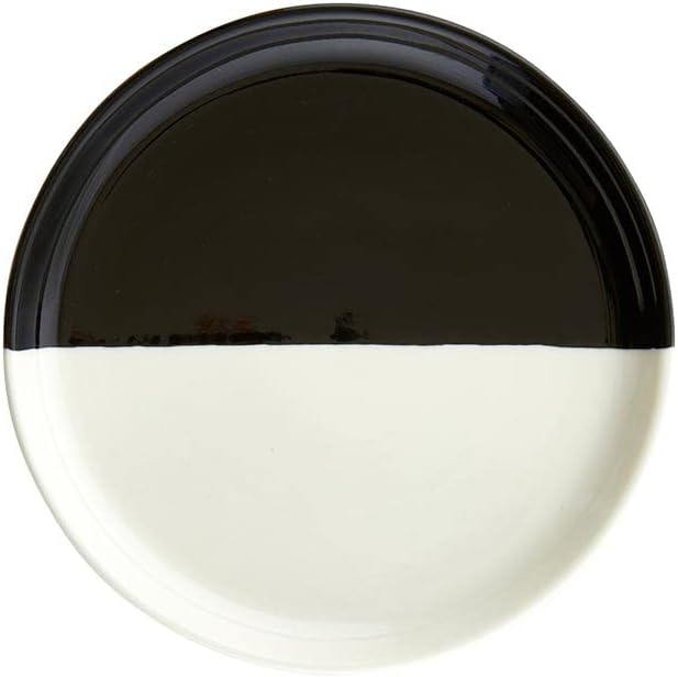Santa Barbara Design Studio Appetizer/Dessert Plates TableSugar Dipped Ceramic Tapas Plates, Set of 4, Black | White