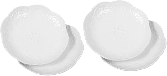 GLEAVI 2sets Decorative Ceramic Dipping Plates Multi Function Appetizer Serving Dish for Snacks Sauces and Desserts Modern Design for Home Hotel and Restaurant Use 2pcs*2