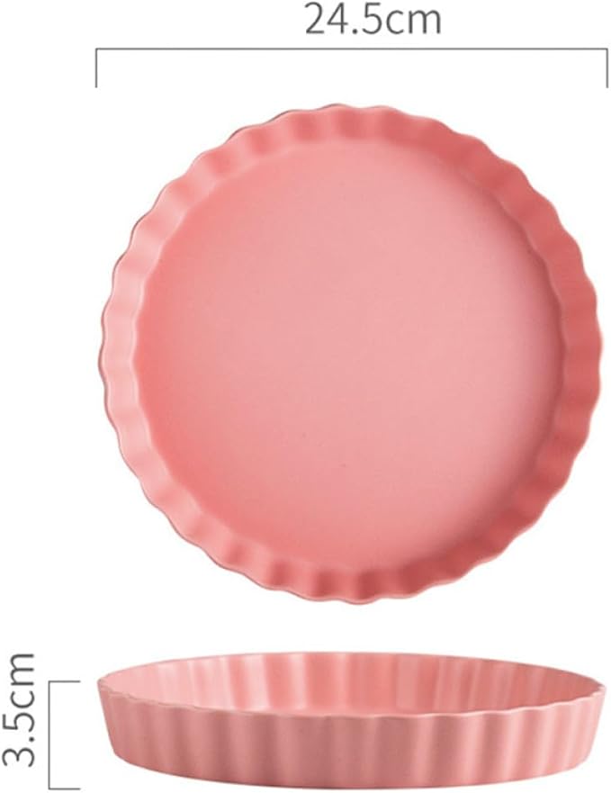 Creative Ceramic 10-inch Pink round Sushi Plate Simple Breakfast Dish Household Tableware for Home and Restaurant Use