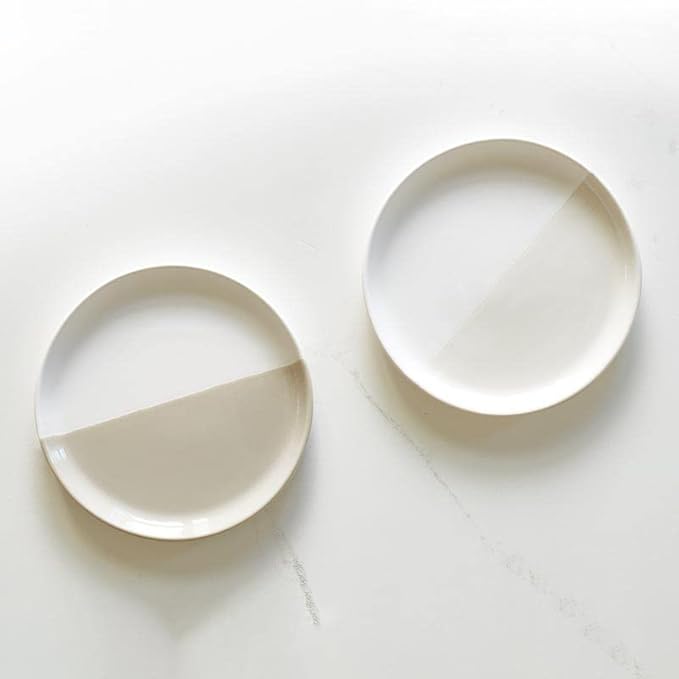 Santa Barbara Design Studio Appetizer Plates TableSugar Dipped Ceramic Tapas Plates, Set of 4, Off White | White