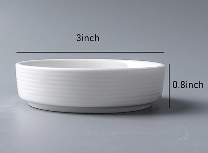 8pcs White Ceramic Seasoning Dishes Appetizer Plates,3 Inches