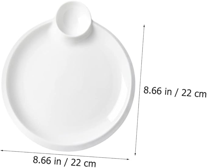 Healifty Ceramic Dumpling Plate with Saucer Design Compact and Lightweight Kitchen Accessory for Serving Chips Appetizers and Dips for Restaurants and Homes