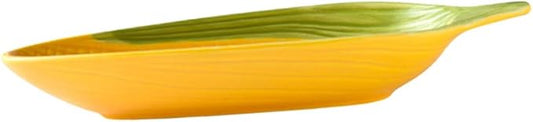 Healifty Ceramic Holders Non- Bottom Appetizer Plates Corn Shape Serving Trays Microwave Dishwasher Safe for Family Meals Snacks