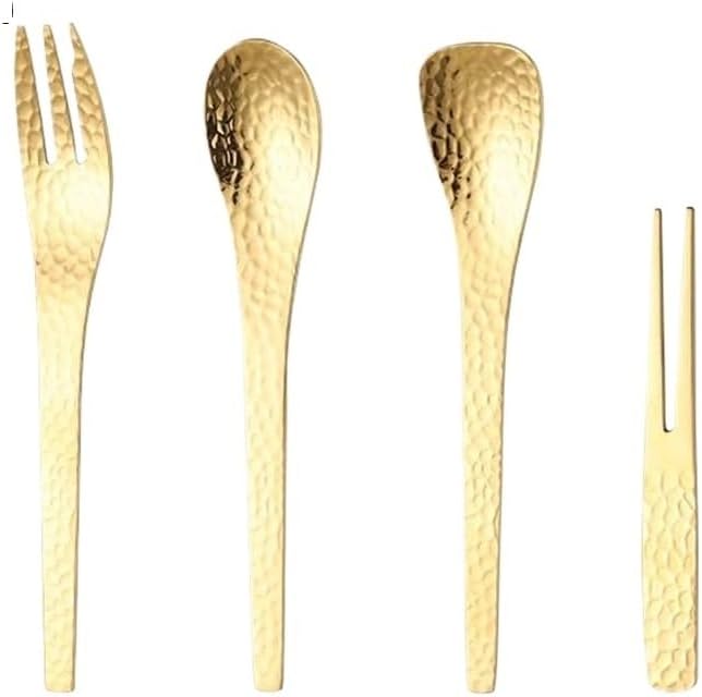 Stainless Steel Flatware serving set,Home Kitchen Eating Tableware Set,Dishwasher Safe,For Home Kitchen Restaurant Hote 4/16/24/32 Pieces Hammered 304 Stainless Steel Dessert Forks And Spoons, Dessert