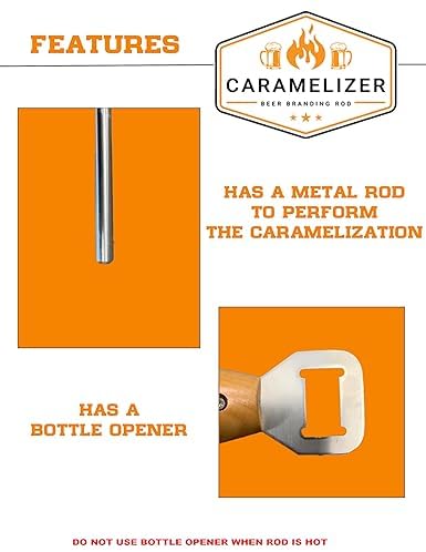 Beer Caramelizer Beer Branding Rod, Makes Dark Beers Sweet and Smoky, Novelty Accessories for Camping and Outdoors Present for Men, Father's Day, Dad's Birthday Gift