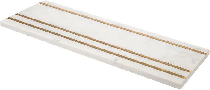 Godinger Serving Tray, Serving Platter, Appetizer Tray, Dessert Platter, White Marble, 18X7