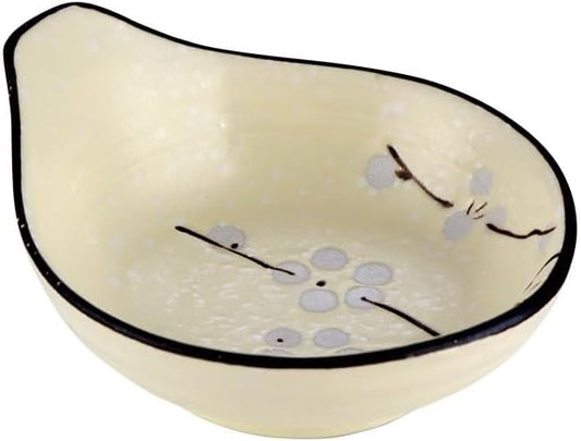 Dipping Bowls Japanese Style Ceramic Rice Bowl Dessert Bowl Creative Snack Bowl with Handle Seasoning Bowl Home Side Dish Plate Appetizer Bowls(Yellow)