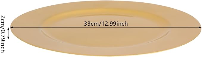 Gold Plastic Charger Plates Set of 100, 13” Reusable Party Chargers for Dinner Plates, Elegant Round Service Plate Chargers Bulk Decorative for Wedding, Catering Table Decor