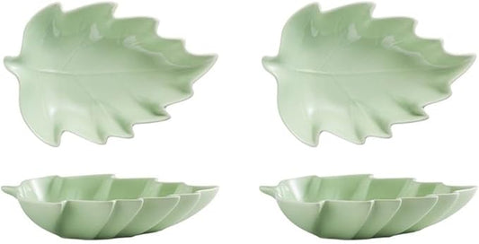 FAREWELL Dipping Bowls Leaf Shape Soy Sauce Dish Ceramic Soy Sauce Dish Appetizer Plate Condiment Sauce Bowl Salad Dessert Snack Appetizer Or Serving Condiment Appetizer Bowls (Color : D)
