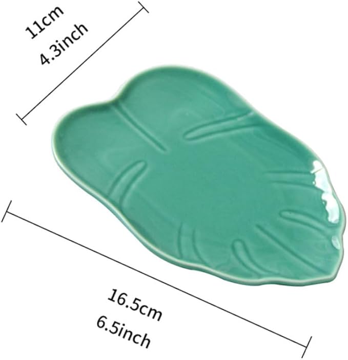 Mobestech Leaf Pattern Ceramic Plate for Desserts Snacks Appetizers Versatile Dinnerware Dishwasher Safe