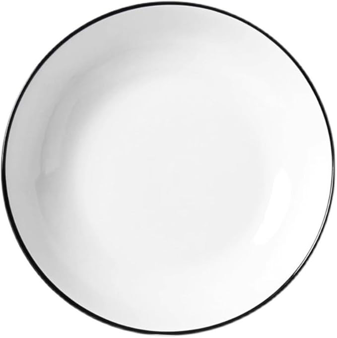 SONGCHAO Party Supplies 6pcs Ceramic Plate Household Dish Plate Chinese Simple Deep Soup Plate Breakfast Plate Microwaveable Party Plates (Color : 7inch)