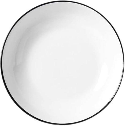 SONGCHAO Party Supplies 6pcs Ceramic Plate Household Dish Plate Chinese Simple Deep Soup Plate Breakfast Plate Microwaveable Party Plates (Color : 7inch)