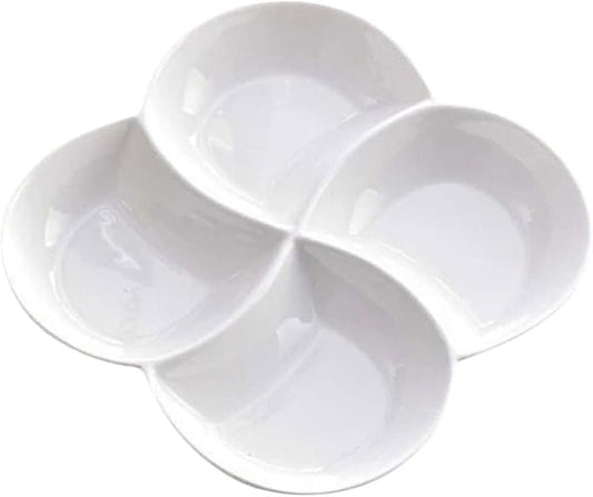 VOSAREA Ceramic Food Plate with Compartments Elegant Divided Serving Tray for Snacks Desserts Appetizers Stackable Design for for Office School and Parties