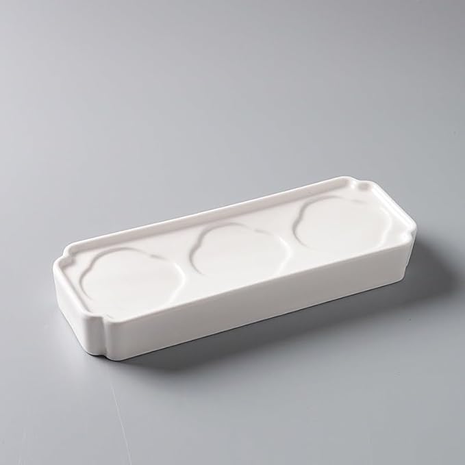 Modern Large Dinner Plates Pure White Ceramic Simple Western Three-grid Plate Tableware Characteristic Creative Vegetarian Snack Appetizer Stackable Dinner Plates