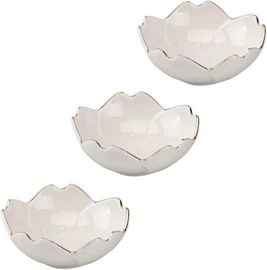BESPORTBLE Sauce Dish 3pcs Cherry Glass Soy Sauce Dish Flower Petals Shaped Mini Cute Crystal Dessert Bowl Appetizer Plates Tea Bag Holder Small Dip Bowls for Jam Sushi