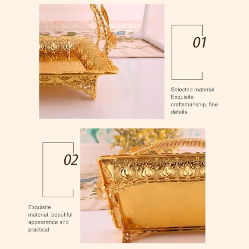 Coffee Serving Tray, Vintage Turkish Tea Coffee Serving Tray Decorative Trays Zinc Alloy Elegant Metal Serving Tray for Home Cafe
