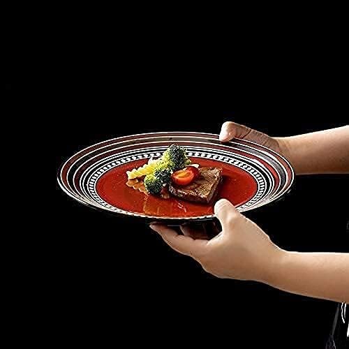 Dinnerware Sets Dish Set,4-Pieces,Retro Porcelain Tableware Set with Plates,Bowls and Mugs,Red Ceramic Dinner Set for Home Kitchen Dining