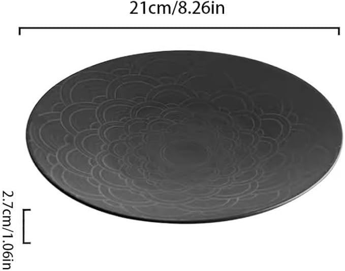 SONGCHAO Party Supplies Black Western Steak Plate Home Kitchen Ceramic Tableware Restaurant Flat Plate Dessert Plate Appetizer Plate Party Plates (Color : 21cm)