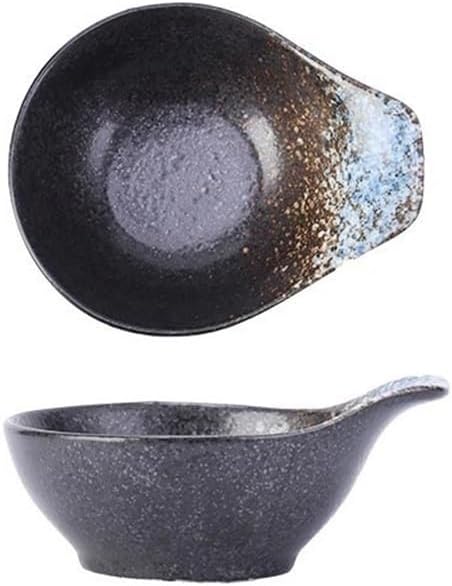 Appetizer Plates Anti-scalding Ceramic Taste Dish with Handle Seasoning Bowls Cooking Tableware for Condiment