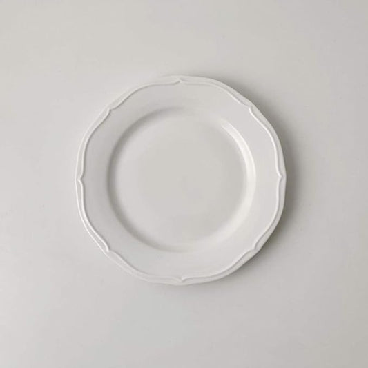 Retro lace plate Simple oval ceramic plate Salad plate Breakfast plate Dessert plate-Disc 8.5 inch / 21cm