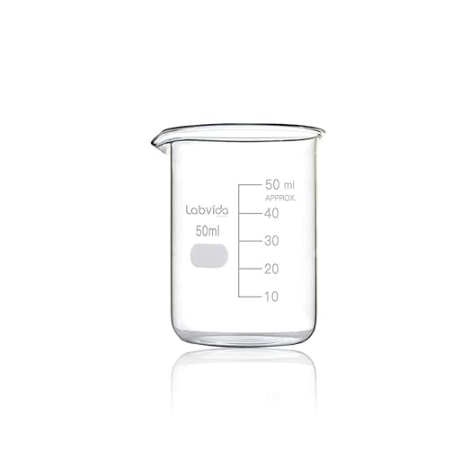 Upgrated 3 Size Low Form Beaker Set, 50ml 100ml 250ml, 3.3 Boro Glass Beakers with Printed Graduation, LVA017