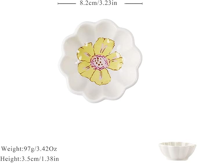 Appetizer Bowls Sauce Dish Flower Shape Ceramic Mini Condiment Dishes Side Dish Appetizer Plates Sushi Soy Dipping Bowls Snack Serving Saucer Set(Set of 2) Salad Bowls (Color : Pink)