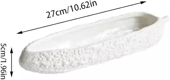 Reusable Plates Creative White Ceramic Vegetable Shape Plate Appetizer Home Long Deep Hotel Restaurant Tableware(10.6inch)