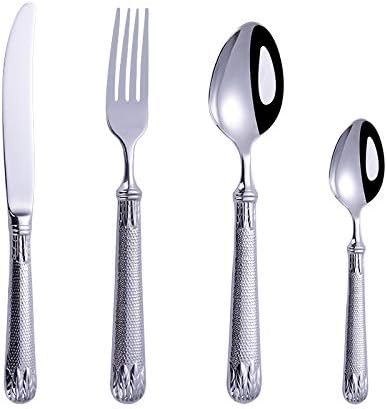 Stainless Steel Flatware serving set,Home Kitchen Eating Tableware Set,Dishwasher Safe,For Home Kitchen Restaurant Hote 4/16/24 Piece Tableware 304 Stainless Steel Steak Knife, Fork And Spoon, Home Cr