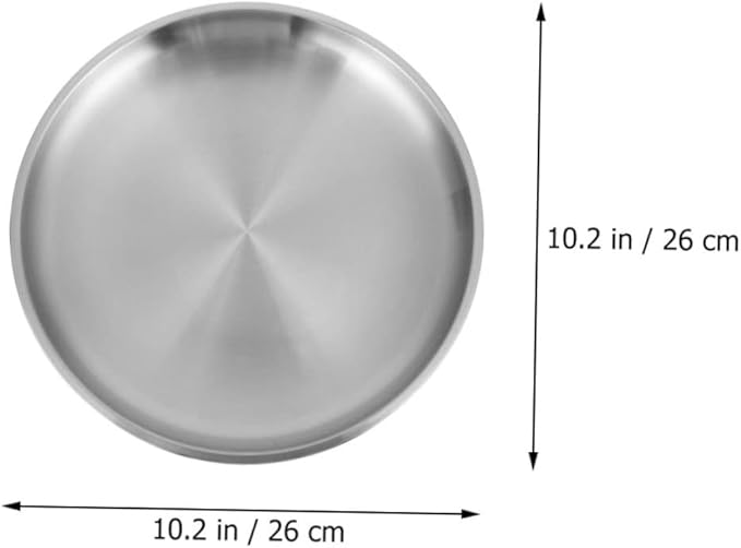 ABOOFAN 1Pc Stainless Steel Thickened Round Tray for Food Serving Matte Finish Versatile Grill Plate for Fruits Cakes and Appetizers for Home Kitchen Restaurants and Cafes