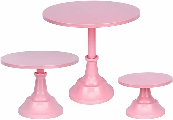 3 Pcs Metal Cake Stand Set 8/10/12 inch Dessert Table Display Perfect for Baby Shower Wedding Birthday(Pink)