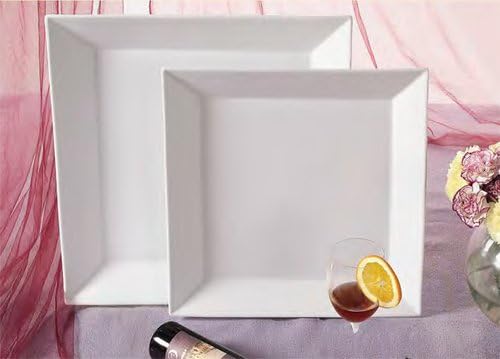 CAC China KSE-8 Kingsquare 8-Inch Super White Porcelain Square Plate, Box of 24
