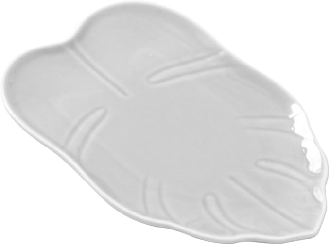 Leaf Shaped Ceramic Snack Plate Elegant Food Tray for Fruits Appetizers and Desserts Lightweight Kitchen Dish for Entertaining Parties and Daily Use