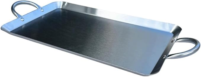 11-1/2" x 19" Stainless Steel Rectangular Serving Platter – Ottoman Tray with Handles for Kitchen, Parties & Decorative Display