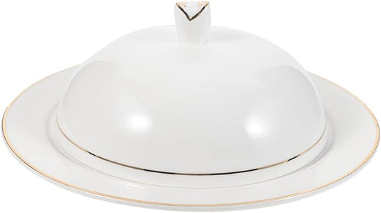 IMIKEYA Porcelain Serving Platter Appetizer Plate Round Cover for Pasta Pizza Steaks Cake and Soup