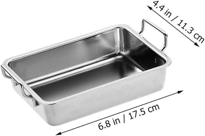1Pc Stainless Steel Food Serving Tray with Handles Practical Snacks Display Plate for Fried Chicken Fruits and Dried Fruits Elegant Silver Design